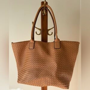 JustFab Spacious Woven Leather Tote